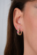 14 Ayar Altın Pembe Küpe 225 - Görsel 2