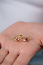 14 Ayar Altın Pembe Küpe 225 - Görsel 5