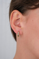 14 Ayar Altın Küçük Taşlı Halka Küpe 709 - Görsel 4