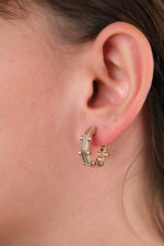 14 Ayar Altın Pembe Taşlı Küpe 735 - Görsel 2