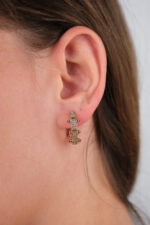 14 Ayar Altın Pembe Taşlı Küpe 735 - Görsel 3