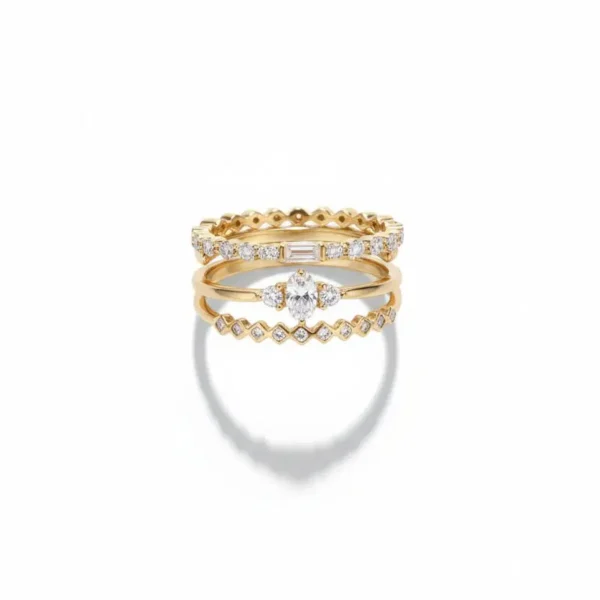 14 Ayar Altın 3 Sıralı Taşlı Yüzük 948