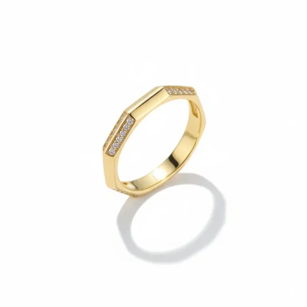 14 Ayar Altın Köşeli Taşlı Yüzük 938