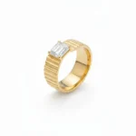 14 Ayar Altın Baget Taşlı Midye Yüzük 497