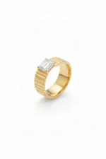 14 Ayar Altın Baget Taşlı Midye Yüzük 497