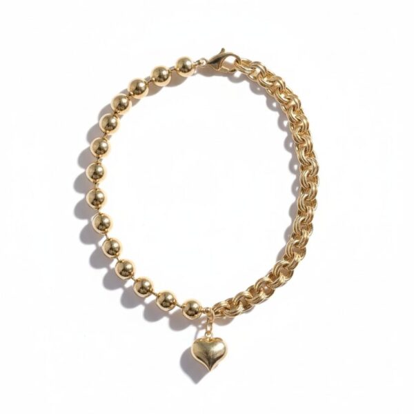 14 Ayar Altın Kalpli Bileklik 991