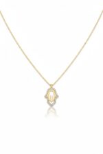 14 Ayar Altın Taşlı Fatma Ana Eli Kolye 573