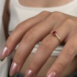 14 Ayar Altın Pembe Taşlı Yüzük 971