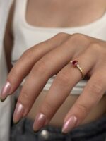 14 Ayar Altın Pembe Taşlı Yüzük 971