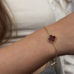 14 Ayar Altın Bordo Yonca Bileklik 931