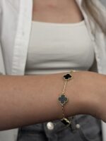 14 Ayar Altın Siyah Yonca Bileklik 1055