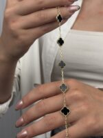 14 Ayar Altın Siyah Yonca Bileklik 1055 - Görsel 6