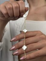 14 Ayar Altın Beyaz Yonca Bileklik 1046 - Görsel 6