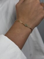 14 Ayar Altın Mint Yeşili Boncuk Bileklik 1074 - Görsel 3