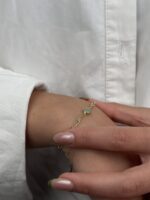 14 Ayar Altın Mint Yeşili Boncuk Bileklik 1074 - Görsel 4