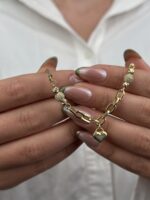 14 Ayar Altın Kalpli Bileklik 1050 - Görsel 5