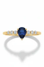 14 Ayar Altın Mavi Taşlı Oval Yüzük 941