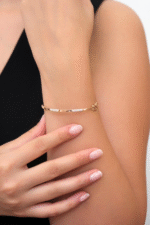 14 Ayar Altın Taşlı Spor Kelepçe 610 - Görsel 3