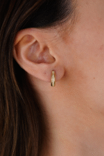 14 Ayar Altın Taşlı Halka Küpe 671 - Görsel 2