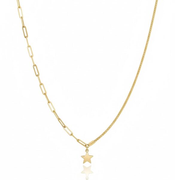 14 Ayar Altın Ataç Zincirli Yıldız Kolye