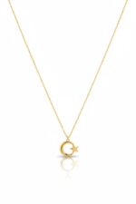 14 Ayar Altın Ay Yıldızlı Kolye 808