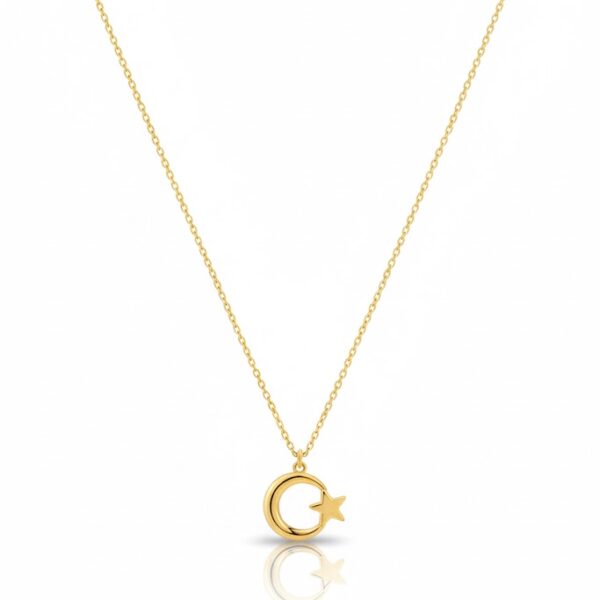 14 Ayar Altın Ay Yıldızlı Kolye 808