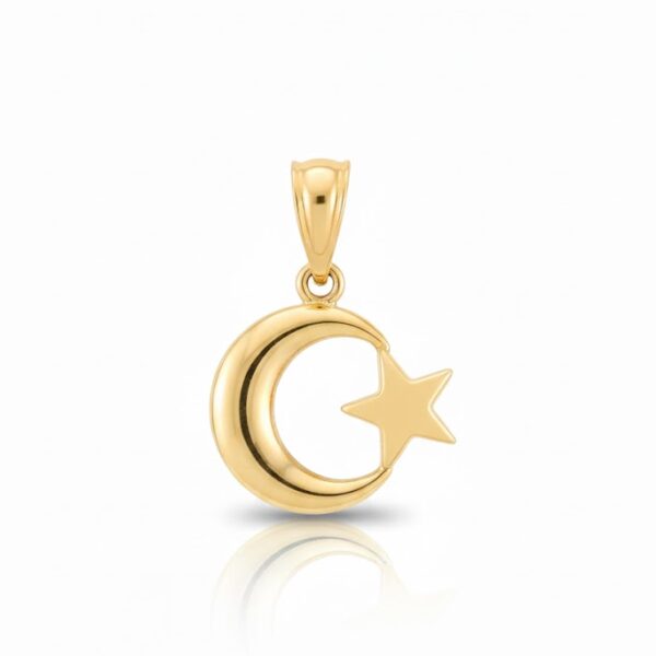 14 Ayar Altın Ay Yıldızlı Kolye Ucu 490