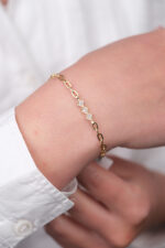 14 Ayar Altın Minimal Taşlı Üçgen Şekilli Bileklik 1071 - Görsel 2