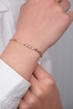 14 Ayar Altın Minimal Taşlı Üçgen Şekilli Bileklik 1071 - Görsel 4