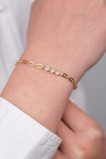 14 Ayar Altın Minimal Taşlı Üçgen Şekilli Bileklik 1071 - Görsel 5