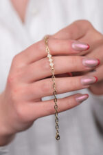 14 Ayar Altın Minimal Taşlı Üçgen Şekilli Bileklik 1071 - Görsel 6