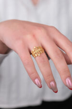 14 Ayar Altın Fantezi Desenli Yüzük 659 - Görsel 3