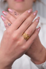 14 Ayar Altın Fantezi Desenli Yüzük 659 - Görsel 5