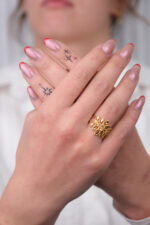 14 Ayar Altın Fantezi Desenli Yüzük 659 - Görsel 6