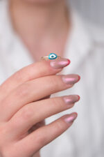 14 Ayar Altın Minimal Göz Hediyelik Yüzük 1017 - Görsel 5