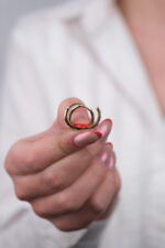 14 Ayar Altın Taşlı Halka Küpe 1183 - Görsel 5