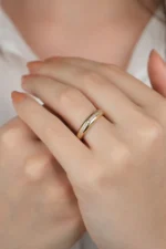 14 Ayar Altın Ortası Sıralı Taşlı Yüzük 518 - Görsel 4