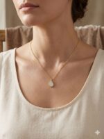 14 Ayar Altın Damla Model Taşlı Kolye 969 - Görsel 2